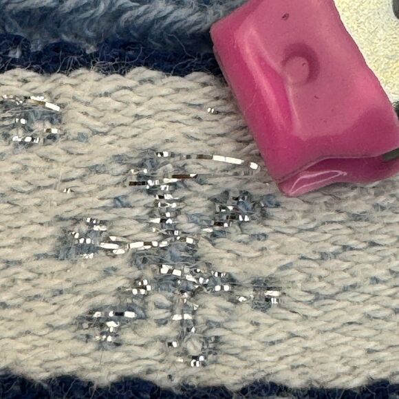 Vintage Bath Towel Cecil Sayday Set of 2 Snowman Snowflakes Blue white - Picture 6 of 16